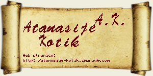 Atanasije Kotik vizit kartica